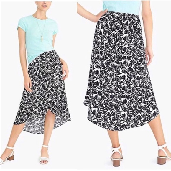 NWT J Crew Factory Faux Wrap Pull On Midi Skirt w/ Slit - Picture 1 of 9